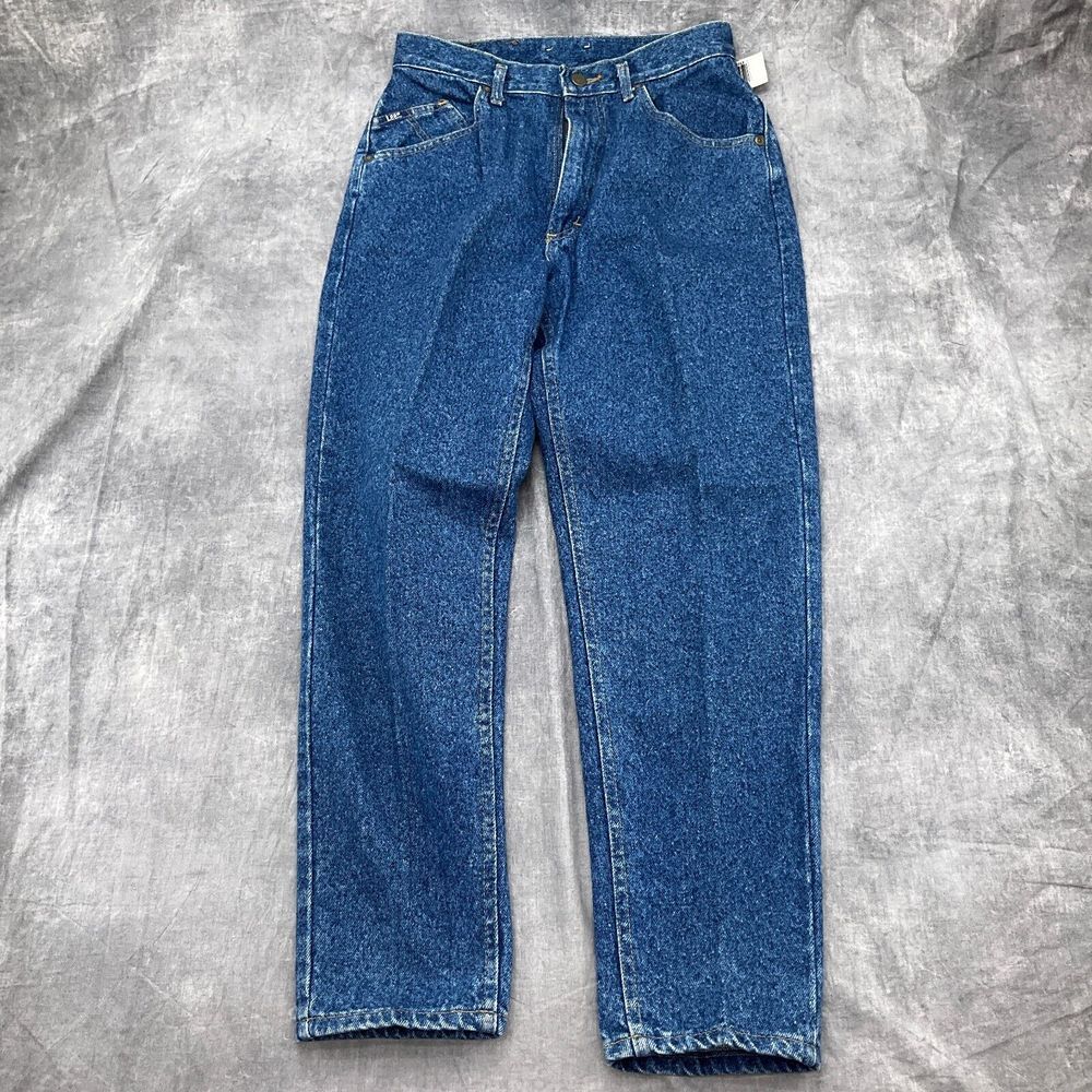 LEE Jeans Juniors 11 Petite Blue High‎ Rise Cotton Mom Taper Leg USA Made VTG